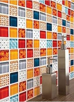 اشتري 12PCS Mosaic Creative Tile Sticker Kitchen Bathroom Floor Decoration Modern Art Wall Sticker Waterproof Non-slip -X في مصر