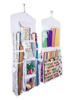 Buy Double-Sided Hanging Gift Bag and Gift Wrap Organizer (White) in Saudi Arabia