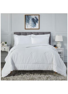 Buy Comforter Set 6-Pieces Double Size Hotel Style All Season Cotton Rich Bedding Set With Down Alternative Filling, White in Saudi Arabia