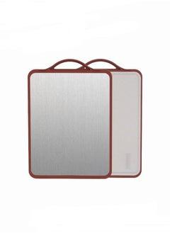 اشتري Double sided cutting board, kitchen 304 stainless steel cutting board with juice trough, dishwasher safe, knife friendly, grinding area 41 * 30.5 CM في السعودية