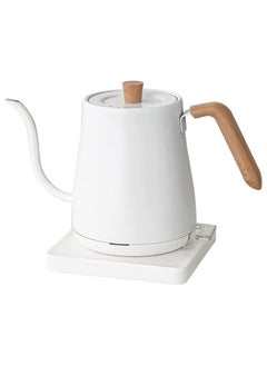 اشتري Gooseneck Electric Kettle 0.8L, Water Boiler One Key Fast Boiling Hot Water Kettle Pour Over Coffee and Tea Kettle Wood Handle, Stainless Steel Inner 1000W Auto Shut-Off Protection,BPA Free,White في الامارات