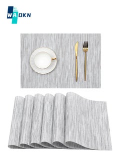 Buy Set of 6 PVC Woven Placemats, Vinyl Heat-resistant Table Mats Washable Dining Room Kitchen Table Mats, Home Dining Table Coffee Table Decoration (Grey) in UAE