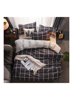 Buy 4-Piece Geometric Design Bedding Set  1 Quilt Cover +1 Fitted Sheet +2 Pillowcase Home Bedroom Hotel in Saudi Arabia