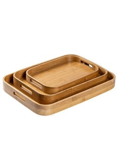 Buy 3-Piece Rectangular Bamboo Serving Trays Set in UAE