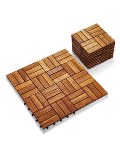 Buy TOMSUN 10 Pcs Premium Waterproof Wooden Deck Tiles - Easy Click Installation for Balconies, Gardens, and More! Transform Your Space with Durable Hardwood Flooring Squares in UAE