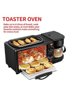 Buy Mini Oven Multi-function Three-in-one Breakfast Machine - 9L Small Portable Electric Grill - Adjustable Temperature Control, Timer - 650W - Multi Cooking Function Grill And Bake Coffee Omelette in UAE