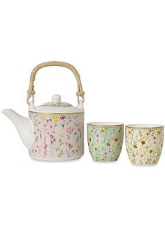 Buy Meadow Porcelain Teapot Set, Multicolour - 600ml in UAE