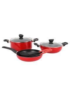 Buy Delcasa 7 piece Non Stick Cookware Set DC3376 Includes Casserole, Wokpan, Fry Pan, and 2 Nylon Tools in UAE