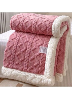 Buy Camping Blanket Thicken Bed Blanket Double Sided Lamb Cashmere Fleece Plaid Blankets Winter Warm in UAE