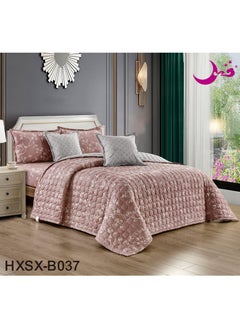 Buy Comforter Set For Two People 6 Piece Bedspread Polyester 250x230 cm in Saudi Arabia