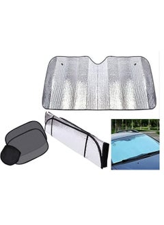 Buy Car Front Windscreen UV Protection Sunshade Silver Color 1-Set Size 60x130CM and Car Side Windows Shade 2-Set Size 36x44CM in UAE