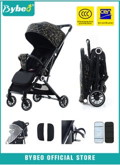 اشتري Lightweight Baby Stroller,  One-Hand Folding Babies Strollers, Shock Absorption Travel Cabin for Newborn Infant Kids Aged 0 to 4, with Sunshade, Cooling Mat, Mosquito Net, 175-Degree Adjustable Seat في الامارات