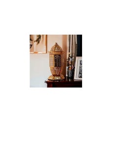 Buy Ramadan Glass 12.5" Metal Lantern with Islamic Style Gold - Unique Design Decorative Accent in Egypt