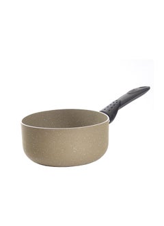 Buy Non-Stick Aluminum Sauce Pan With Heat Resistant Handle Beige in Saudi Arabia