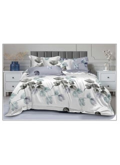 Buy 6-Pieces Glace Cotton Printed Fancy Comforters Set Fixed duvet, fitted bedsheets and pillowcase King Size F42 in UAE