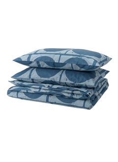 Buy Duvet Cover and 2 Pillowcases Dark Blue 240x220 and 50x80 cm in Saudi Arabia