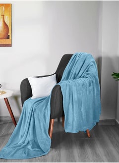 Buy PIONEER SILKY SOFT FLANNEL SKY BLUE BLANKET 200 X 220 CM in UAE