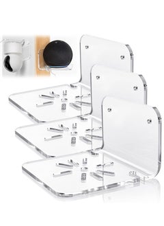 Buy Set of 3 Acrylic Small Wall Shelf for Security Cameras, Small Floating Shelf for Speakers, Baby Monitors, Universal Adhesive Wall Mount Shelf Easy to Install No Drill, with Cable Clips (Clear) in Saudi Arabia