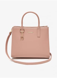 اشتري Solid Tote Bag with Detachable Strap and Zip Closure في السعودية