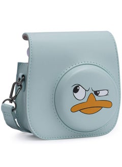 Buy PU Leather Camera Case for Fujifilm Mini 11, with Adjustable Strap and Pocket (Cyan, Duck) in Saudi Arabia