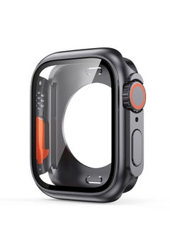 اشتري Smart Watch Protector Case for Apple Watch, Change From Series 5 6 8 7 45mm Appearance Upgrade to Ultra 49mm Frame PC + Tempered Glass Accessories(Machine Black + Orange) في مصر