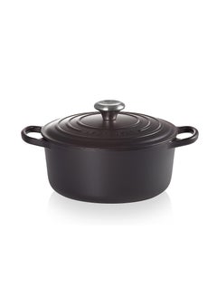 اشتري Le Creuset Signature Satin Black Cast Iron 26cm Round Casserole (Black Interior) في السعودية