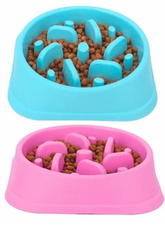 Buy Dog Slow Feeding Bowl, Slow Feeding Dog Bowl, Non-Slip Puzzle Bowl, Feeding Tray, Dog Bowl, Durable And Healthy Design To Prevent Choking Dog Bowl (2PCS, Blue And Pink) in Saudi Arabia