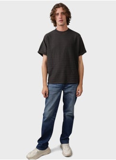 Buy Textured  Crew Neck T-Shirt in UAE