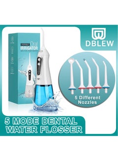 Buy Professional Portable Dental Tooth Water Flosser Teeth Cleaner Cordless Oral Irrigator With 5 DIY Modes And 5 Replaceable Jet Tips in UAE