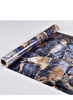 Buy Furniture Stickers Marble Sticky Back Plastic Dark Blue Stone Self Adhesive Wallpaper Granite Effect Furniture Sticker DIY Peel and Stick 40cm X 3m Vinyl Film Home Decal Kitchen Countertop Decor in Saudi Arabia