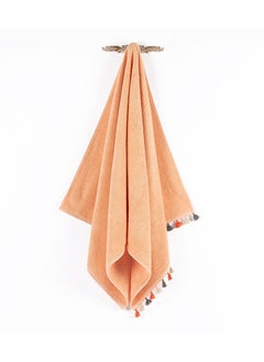 Buy Pompom Bath Towel, Apricot - 480 GSM, 140x70 cm in UAE