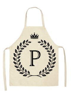 Buy P Letter Printed Kitchen Apron Beige/Black 68 x 55centimeter in Saudi Arabia