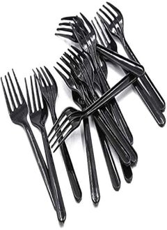 اشتري Black Plastic Fork - Heavyweight Disposable Fork, Heavy Duty Black Cutlery - Plastic Utensils - Perfect for Parties and Restaurants (50 pices) في مصر