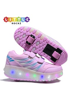 Buy LED Flash Light Fashion Shiny Sneaker Skate Shoes With Wheels And Lightning Sole in UAE
