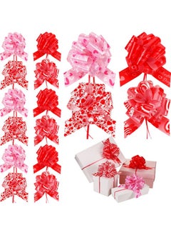 اشتري 20 Pack Valentine Gift Wrapping Bows Valentine'S Day Gift Wrap Ribbon Pull Bows Heart Gift Bows Ribbon Pull Red Bows Wrapping Accessory For Presents Baskets Wine Bottles Decoration في الامارات