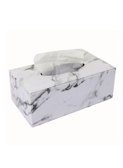Buy PU Leather Tissue Box Container with Marble Design Household Office Rectangular Tissue Paper Holder Box Cover Case Napkin Holder Home Office Car Tissue Holder with Magnetic Bottom in UAE