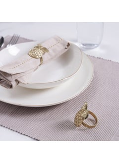 Buy Pineapple Set of 2 Metal Napkin Ring 5x3.8x3.8cm- Gold in UAE