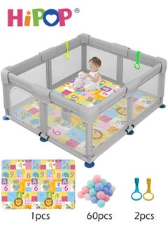 Buy Indoor Play Mat for Baby,Game Fence Measuring 180*200cm,Complete with Play Mat and 60 Set Balls,Serving as Playpen in Saudi Arabia