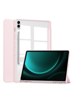 اشتري Tablet Case for Samsung Galaxy Tab S9 FE Plus/ S9 FE+ 12.4 inch Clear Transparent Hard PC Back Protective Tri-Fold Stand Slim Tablet Cover with Pencil Holder Auto Wake/Sleep في السعودية