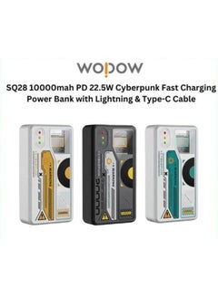 Buy WOPOW SQ28 10000mah PD 22.5W Cyberpunk Fast Charging Power Bank with Lightning & Type-C Cable in Egypt