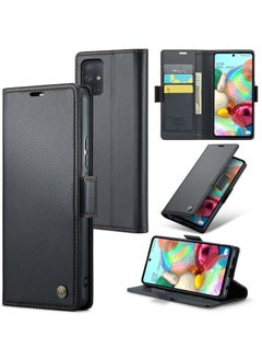 Buy CaseMe Flip Wallet Case For Samsung Galaxy A71 4G RFID Blocking PU Leather Wallet Flip Folio Case with Card Holder Kickstand Shockproof Phone Cover - Black in Egypt