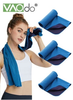 Buy 3PCS Cooling Towels for Hot Weather Instant Cold Breathable Towel Chilly Rags for Neck Sweat Towels for Gym Yoga Golf Tennis Workout Travel 100*30CM Blue in Saudi Arabia