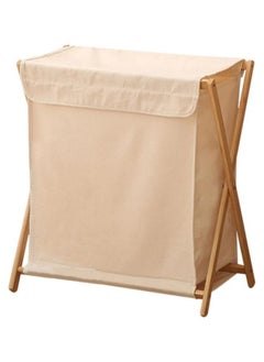 Buy Bamboo Laundry Hamper Sorter Cart, Portable and Collapsible Folding Clothes Laundry Basket Storage with Removable Liner Bag in UAE