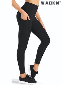 اشتري Women Yoga Pants Solid Color Soft Nylon High Waist Leggings Pockets Slim-Fitting Gym Tights Female Outdoor Running Clothing Yoga Pants with Pockets,High Waist Stretch Gym Workout Running Leggings في الامارات