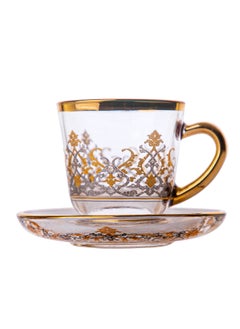 Buy Soleter Set Of 6 Tea And Coffee Glass Cups And Saucers With Deluxe Machine Gold And Silver Design Tea Cup And Saucer And Gift Box  British Tea Cups Gold And Silver in Saudi Arabia