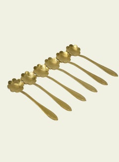 Buy 6-Piece Stainless Steel Spoon Set Gold 15x4cm in Saudi Arabia