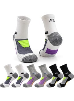 Buy 3 pairs of professional practical basketball socks, sweat absorbing and anti slip sports socks, medium length thick soled men's socks in UAE