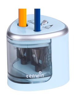 اشتري Double Hole Electric Pencil Sharpener, Multi-Functional Automatic Pencil Sharpeners Battery Operated with 2 Holes (6-8mm, 9-12mm) for School/Office/Home, Blue في السعودية