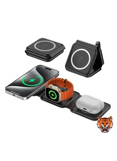 Buy "3-in-1 Foldable Wireless Charger – Magnetic Fast Charging Station for iPhone 16/15/14/13/12/11 Pro Max/X/XS, AirPods 4/3/2/Pro & Apple Watch" in UAE