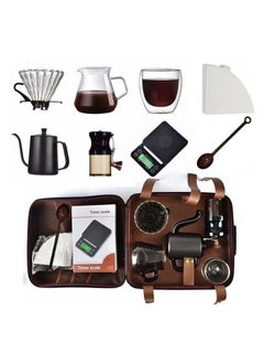 Buy V60 Coffee Tool Set 9-Piece Drip Coffee Maker All-in-One Portable Travel Bag in UAE